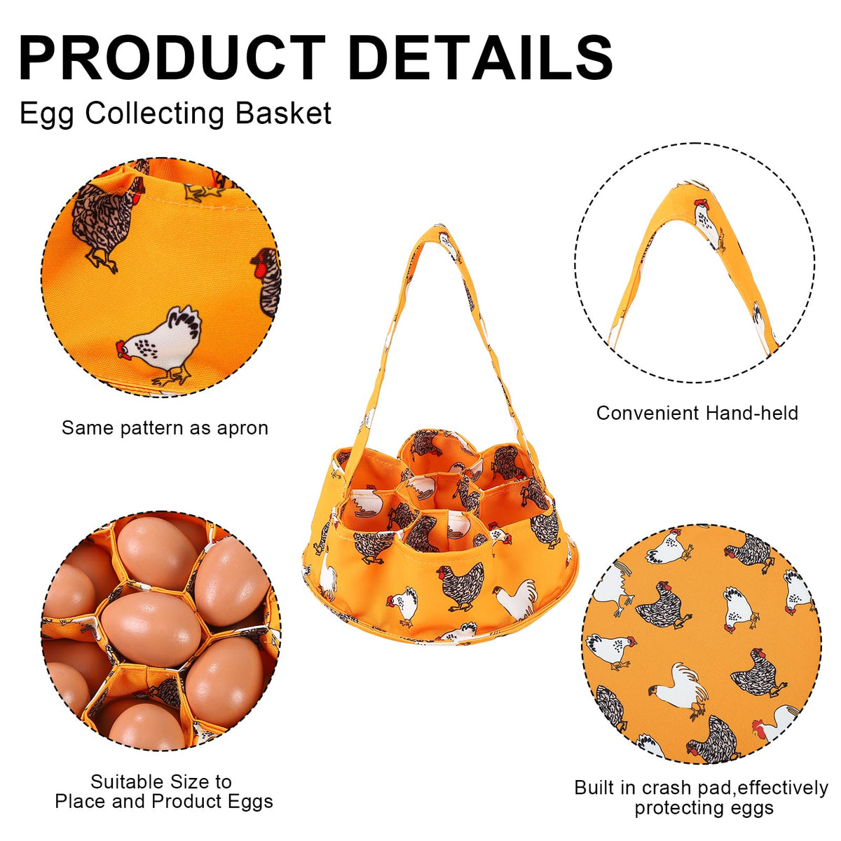 XLSXEXCL hands-free egg gathering apron designed for efficient coop chores