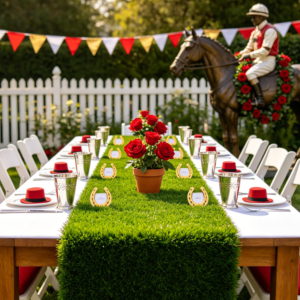 XLX TURF fake grass mats suit sports-themed table setups and events.