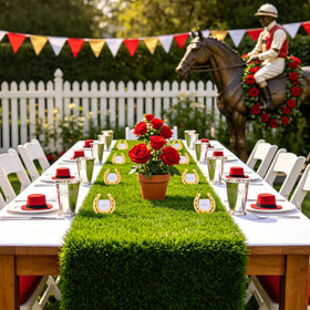 XLX TURF fake grass mats suit sports-themed table setups and events.