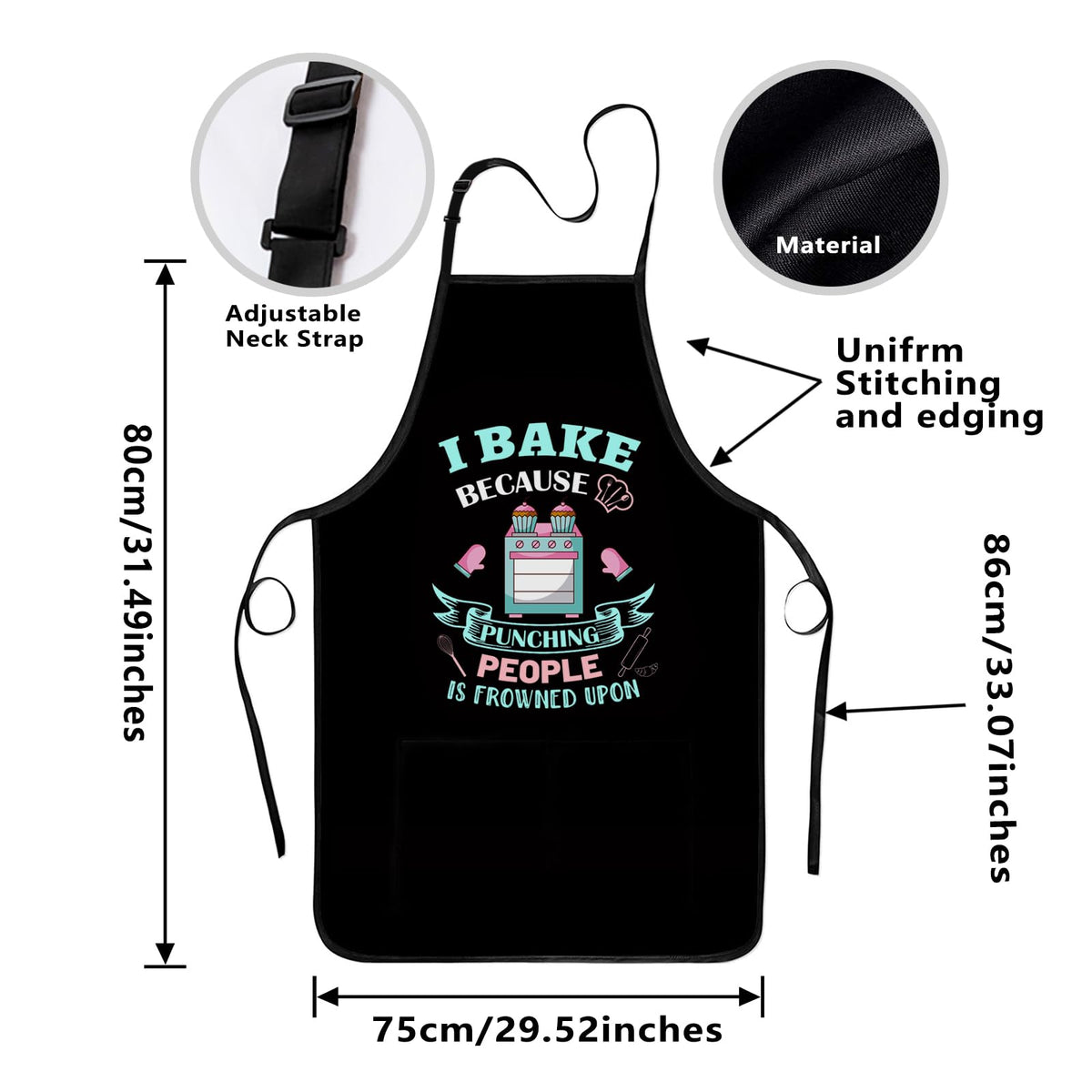 Xmeden cute apron with deep pockets stores phone and recipe cards while cooking