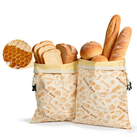 XMshineQ beeswax bread bags 2-pack for eco-friendly bread storage.