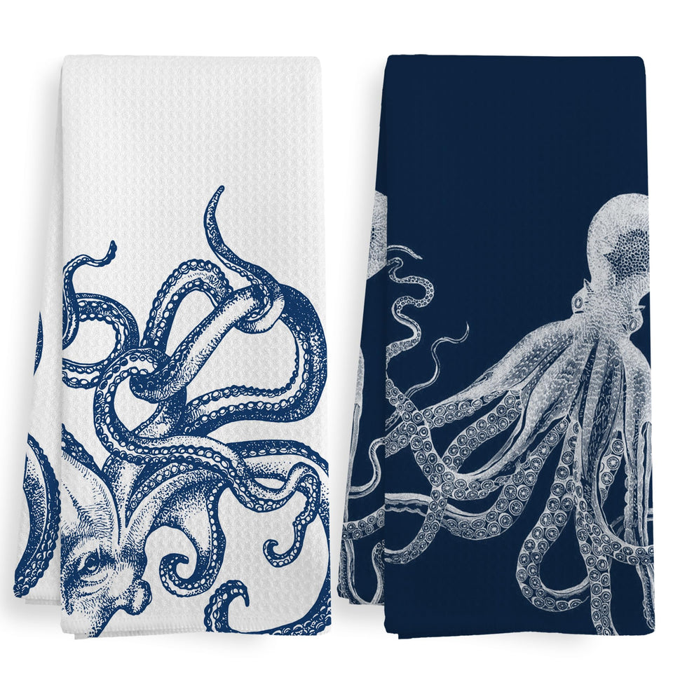 XNXLDYLH Coastal Octopus dish towel brightens the kitchen while drying dishes efficiently