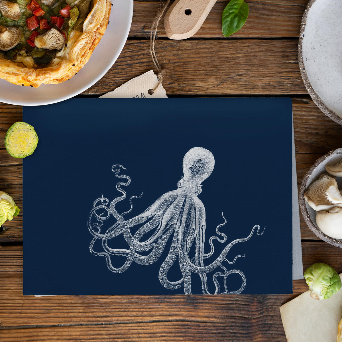 XNXLDYLH Coastal Octopus dish towel features vibrant print that resists fading after washing