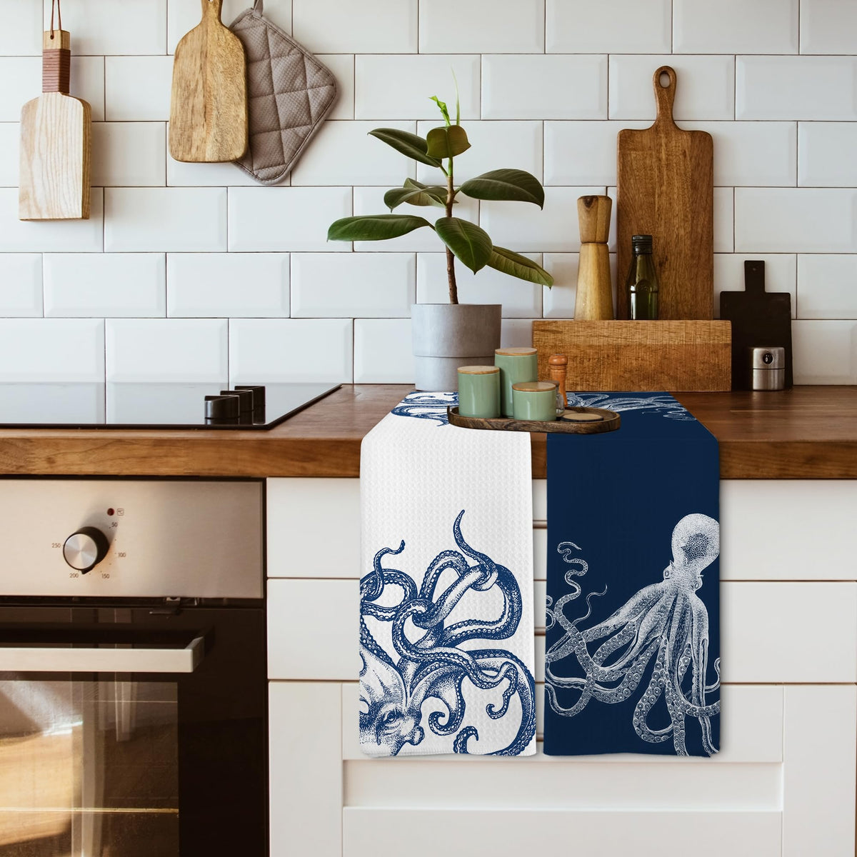 XNXLDYLH Coastal Octopus dish towel complements nautical kitchen decor