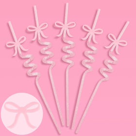 xo Fetti bow reusable pink glitter straw set for stylish party drinks