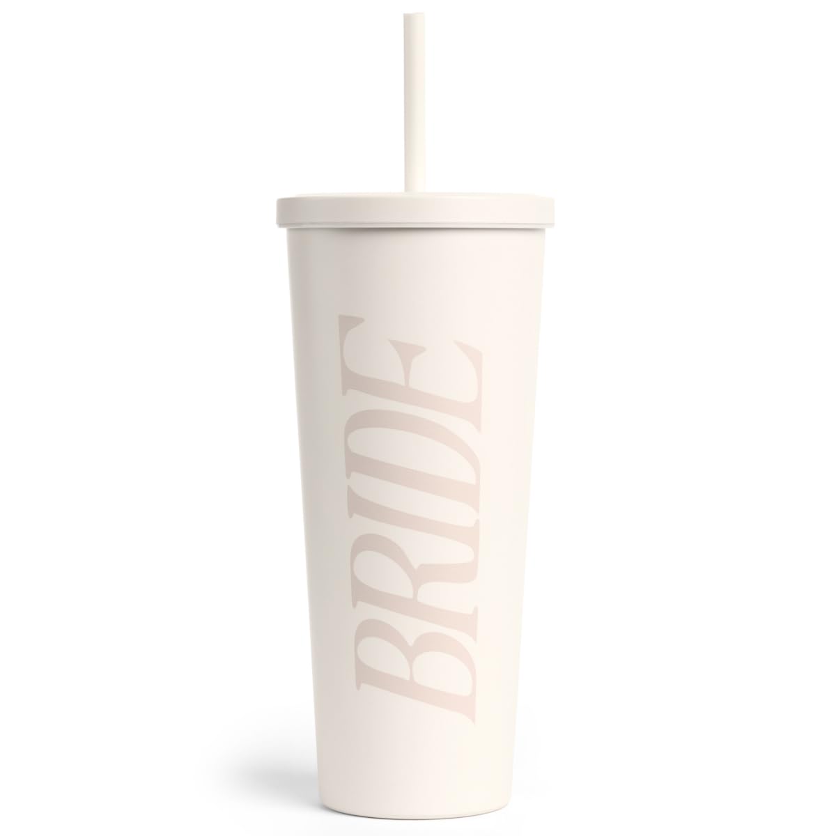 xo-fetti Bride Tumbler with ivory matte body for chic hydration on the go.