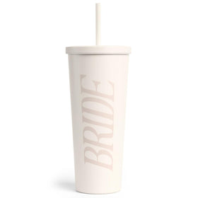 xo-fetti Bride Tumbler with ivory matte body for chic hydration on the go.