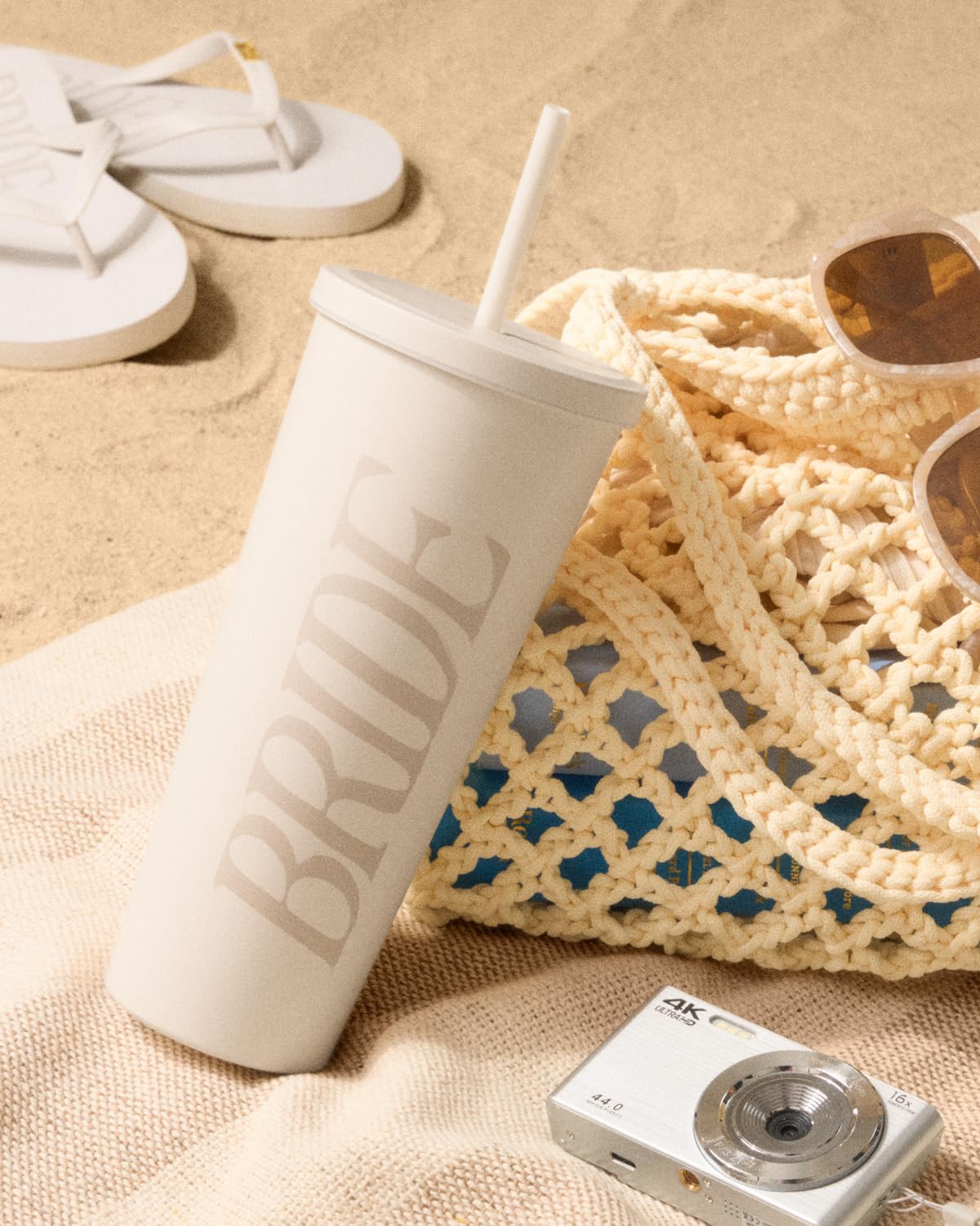 xo-fetti Bride Tumbler with glossy 3D Bride lettering for a bold celebratory look.