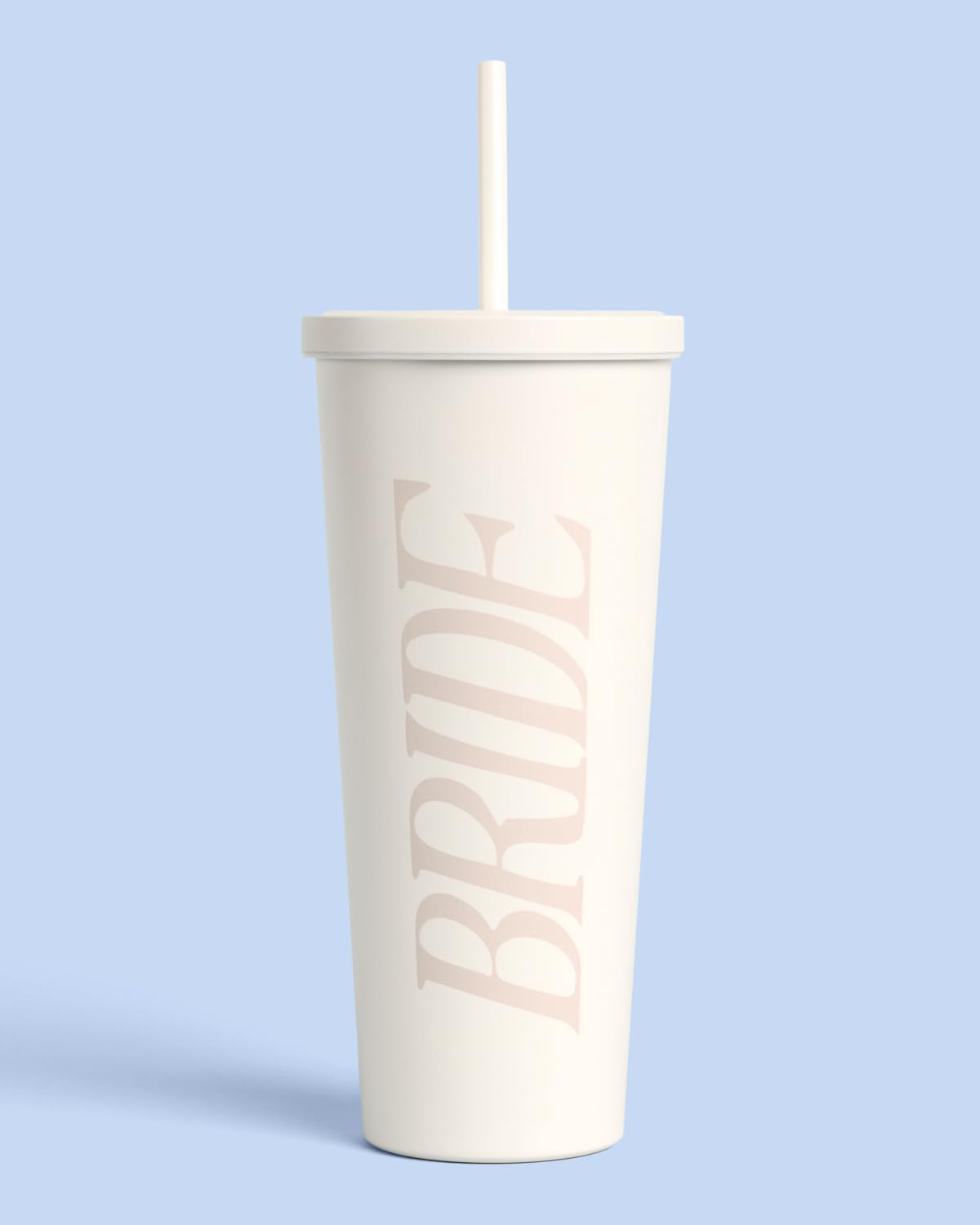 xo-fetti Bride Tumbler on table with iced coffee, perfect for bridal mornings.