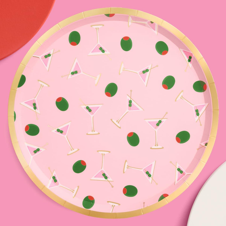 xo Fetti dirty martini plates with gold trim for stylish events