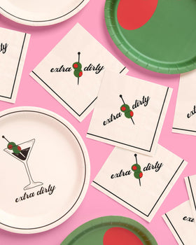 xo Fetti Martini Napkins ivory and olive details elevate drink station visuals