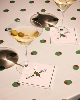 xo Fetti Martini Napkins three-ply close-up showing durable texture for spills