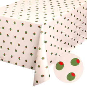 xo, Fetti olive tablecloth with martini-dot print enhances cocktail party ambiance