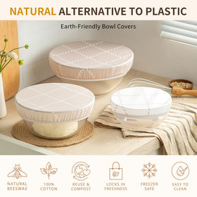 XOHUYD beeswax bowl cover with elastic edge secures bowls securely.