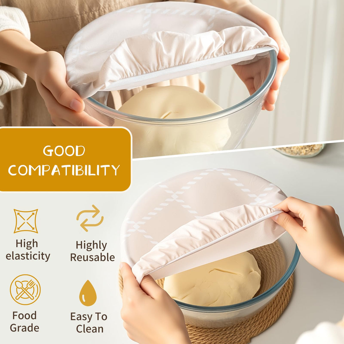 XOHUYD beeswax bowl covers in reusable set reduce single-use waste.
