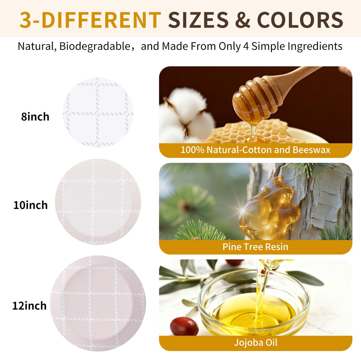 XOHUYD beeswax bowl covers 12inch over salad bowl protect freshness naturally.