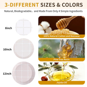 XOHUYD beeswax bowl covers 12inch over salad bowl protect freshness naturally.