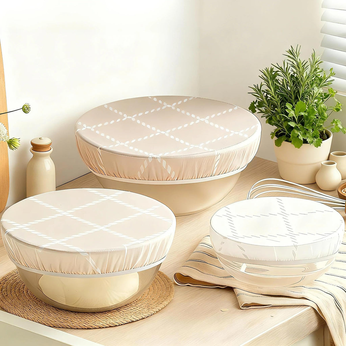 XOHUYD beeswax bowl covers 8inch in use for bread proofing and moisture retention.