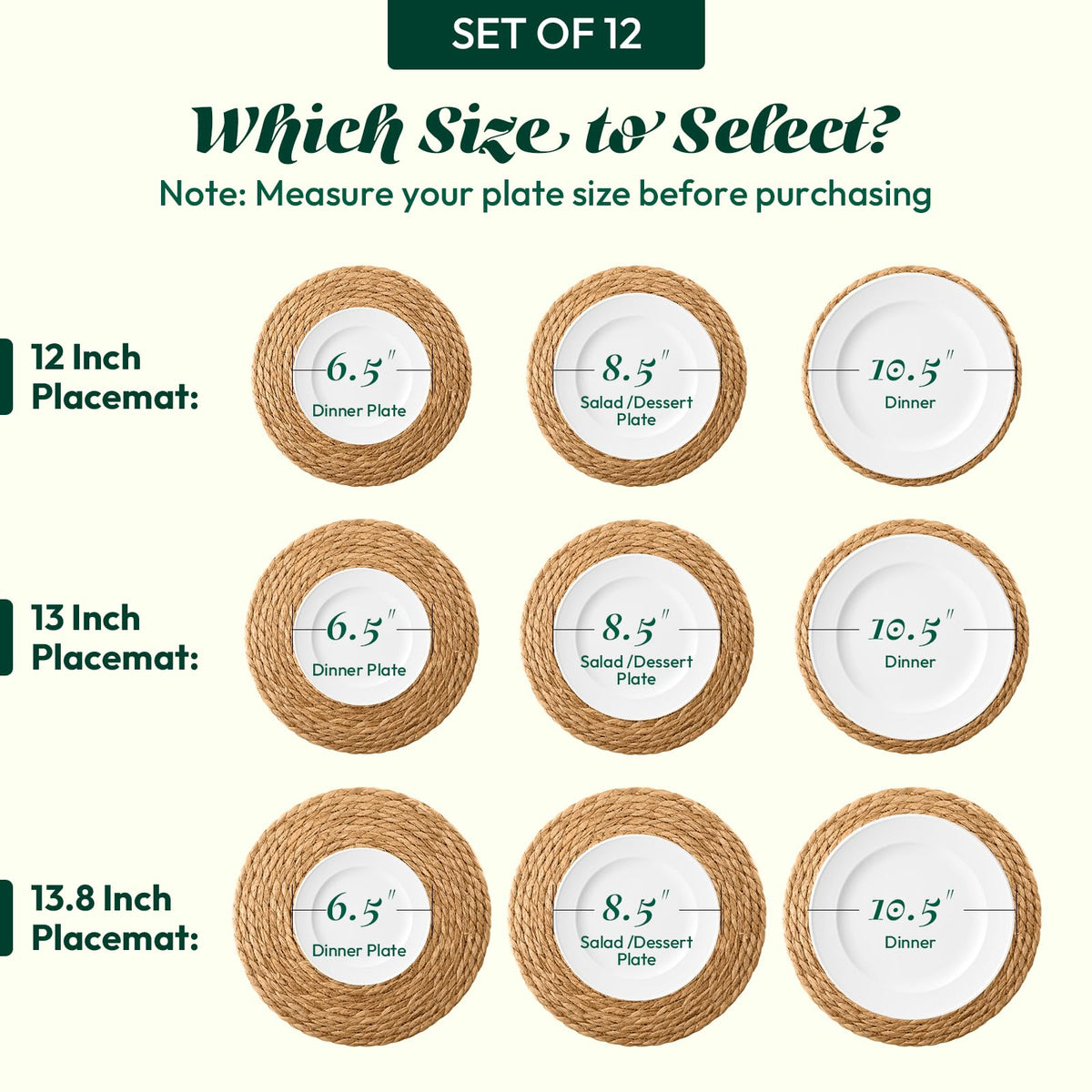 XOHUYD handwoven round placemat with durable edge for heavy dinnerware