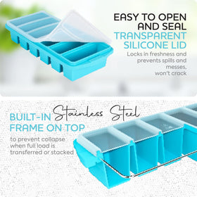 Xomoo freezer tray leak-proof lid demonstrating sealed compartments