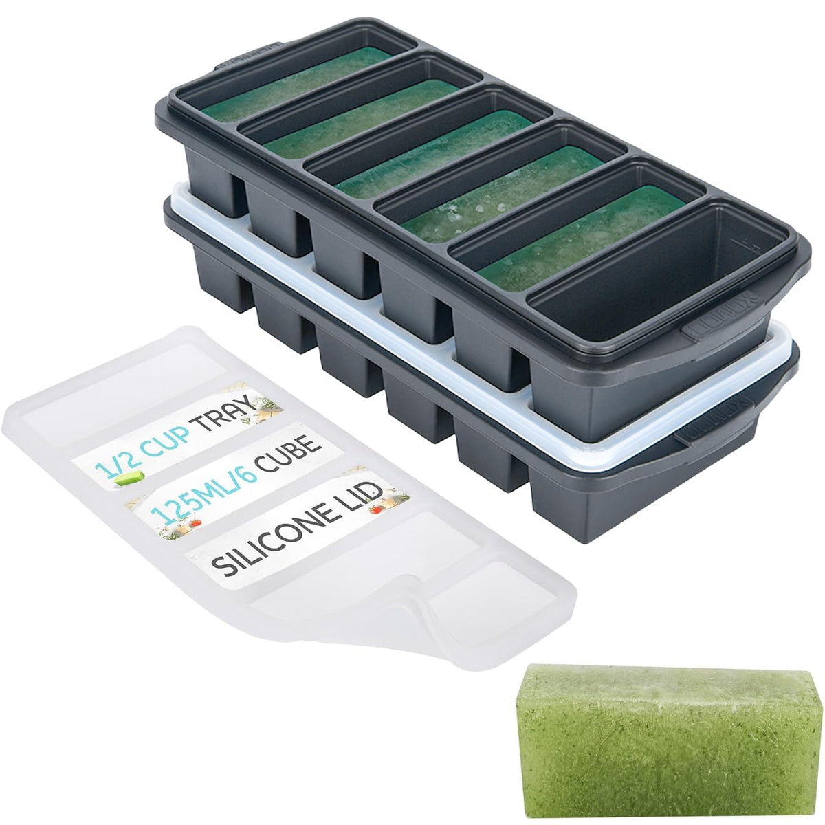 Xomoo half-cup freezer tray with lid in a 2-pack ready for precise portions.