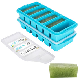 Xomoo half cup silicone freezer tray with lid for leak-proof portion control.