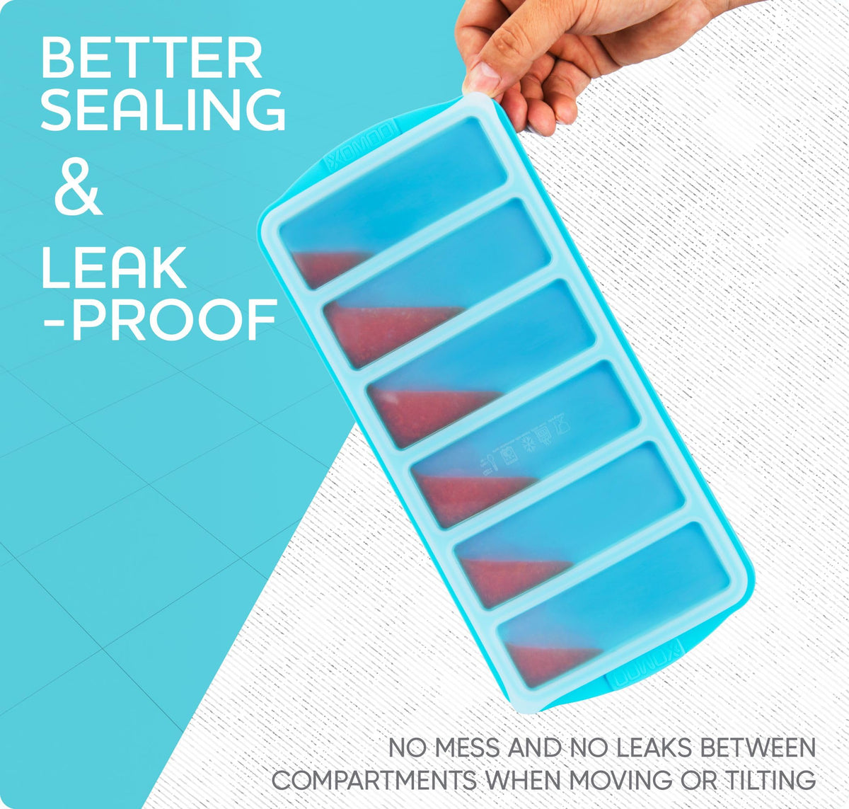 Xomoo tray lid provides a secure seal to prevent leaks during storage.