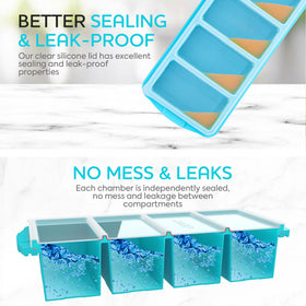 XOMOO leak-proof silicone lid seals trays to prevent spills.