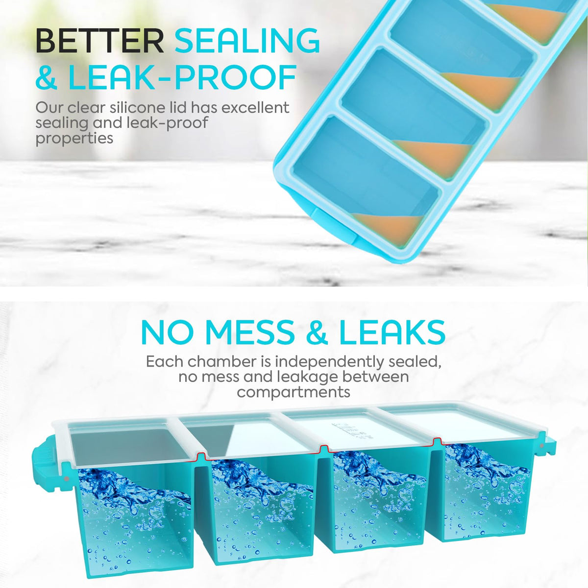 XOMOO leakproof lid keeps portions separate.