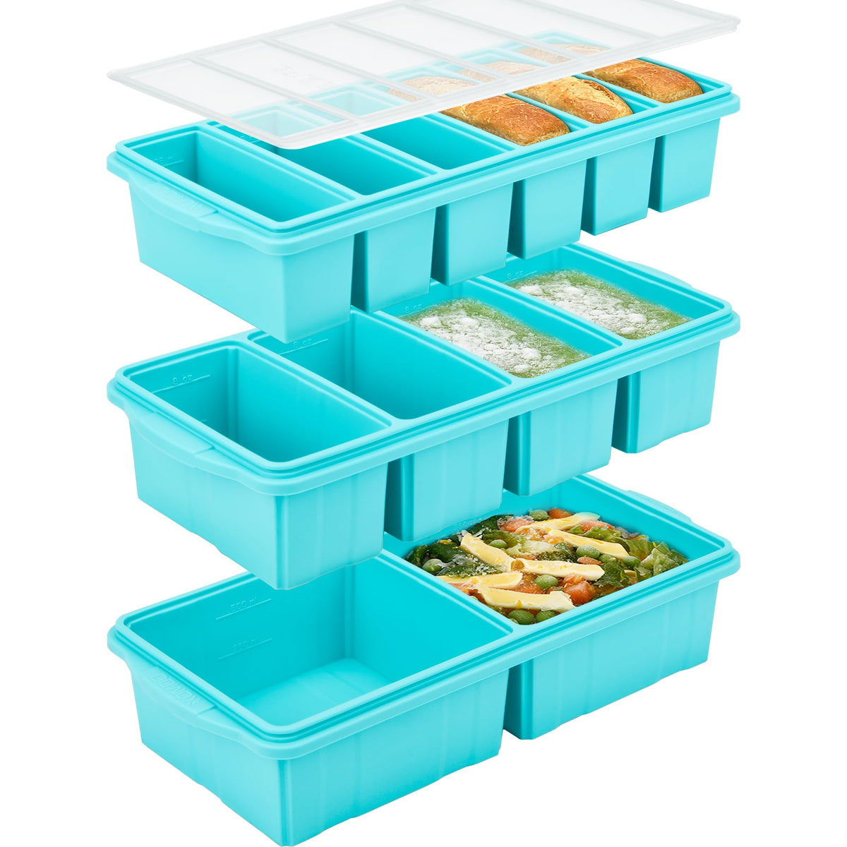Xomoo silicone freezer tray lid seals securely for organized portions