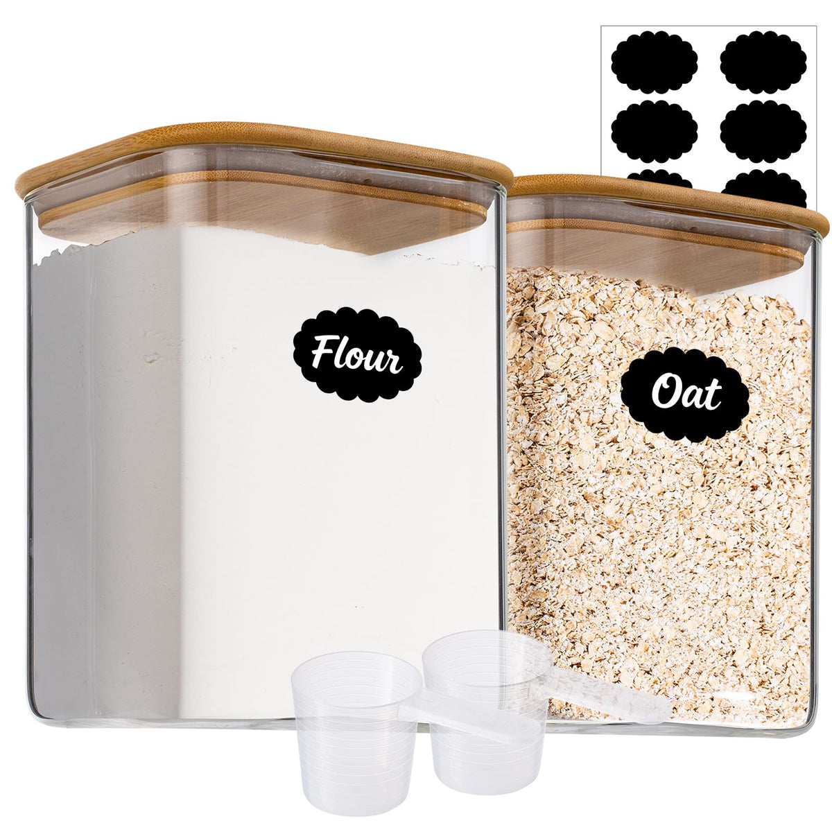Xoniwis 115oz large glass storage container with square body for bulk pantry storage.