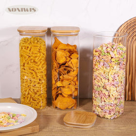 Xoniwis dustproof seal with wooden lid preserves dryness and flavor