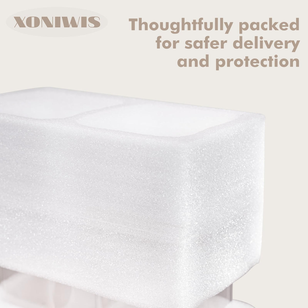 Xoniwis durable glass jars provide clear visibility for staples like flour.