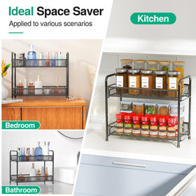 Xpatee kitchen organizer versatile for pantry, cabinet, or bathroom storage.