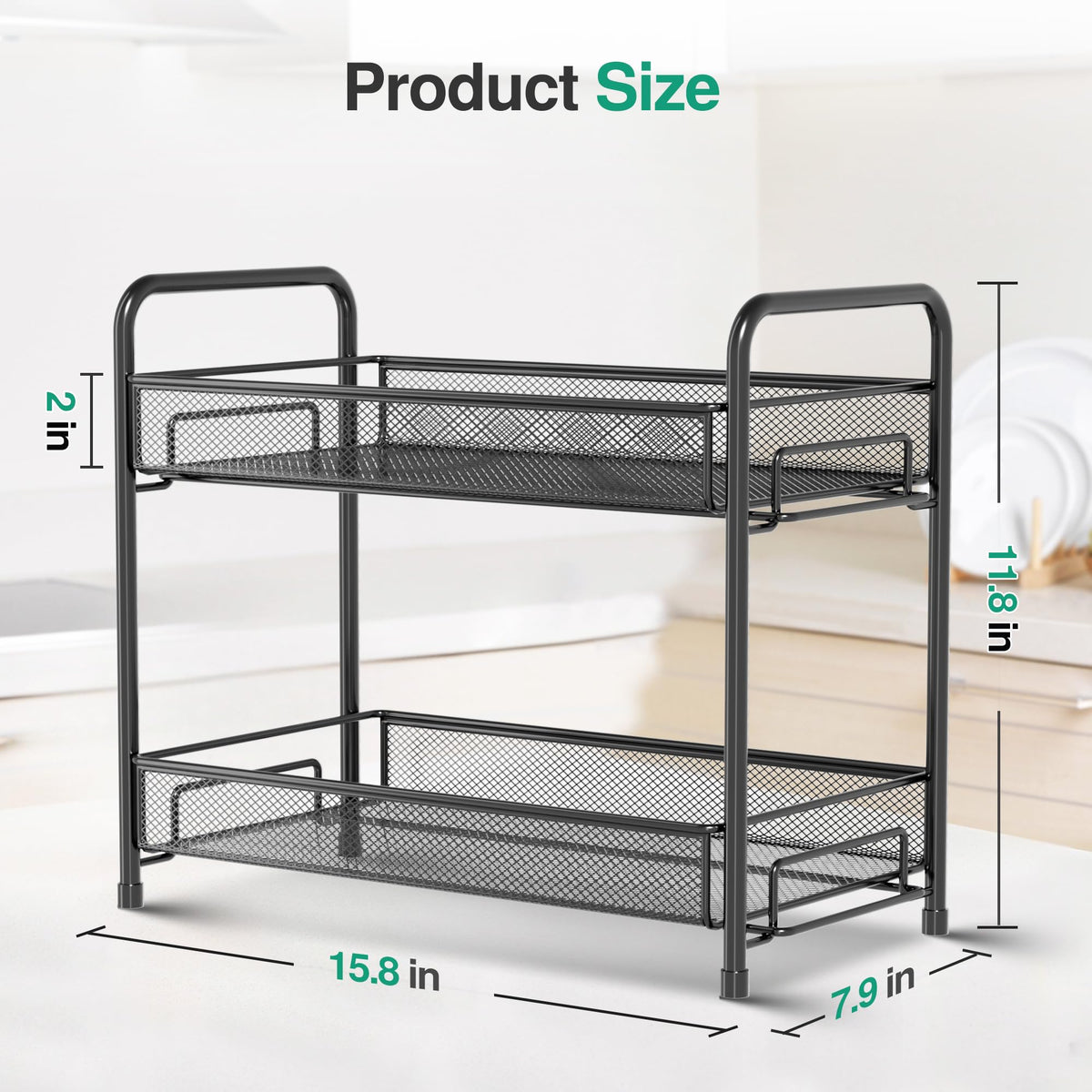 Xpatee guardrail and mesh spice rack prevent spills and keep jars secure.