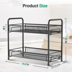 Xpatee guardrail and mesh spice rack prevent spills and keep jars secure.