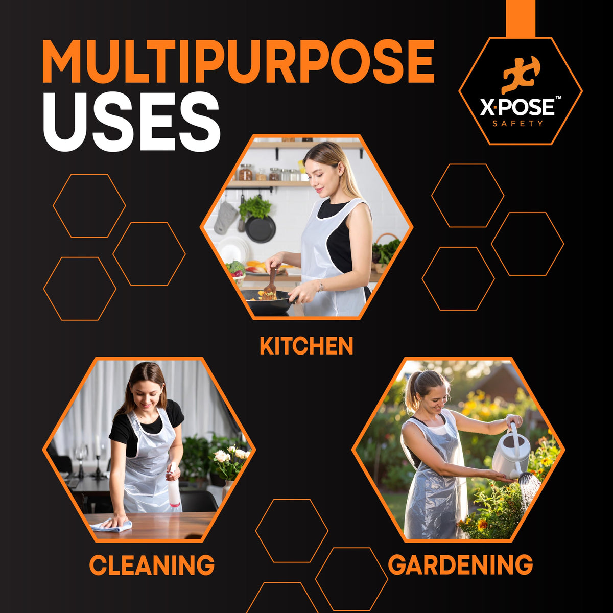 Xpose Safety 1mil waterproof apron design protects clothes during cooking.