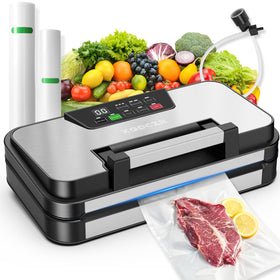 XQDCZR 95kPa vacuum sealer front view shows strong dual-pump suction