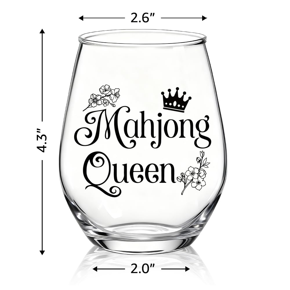 XQLZY Mahjong Queen embossed quote design on glass