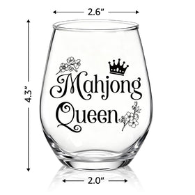 XQLZY Mahjong Queen embossed quote design on glass