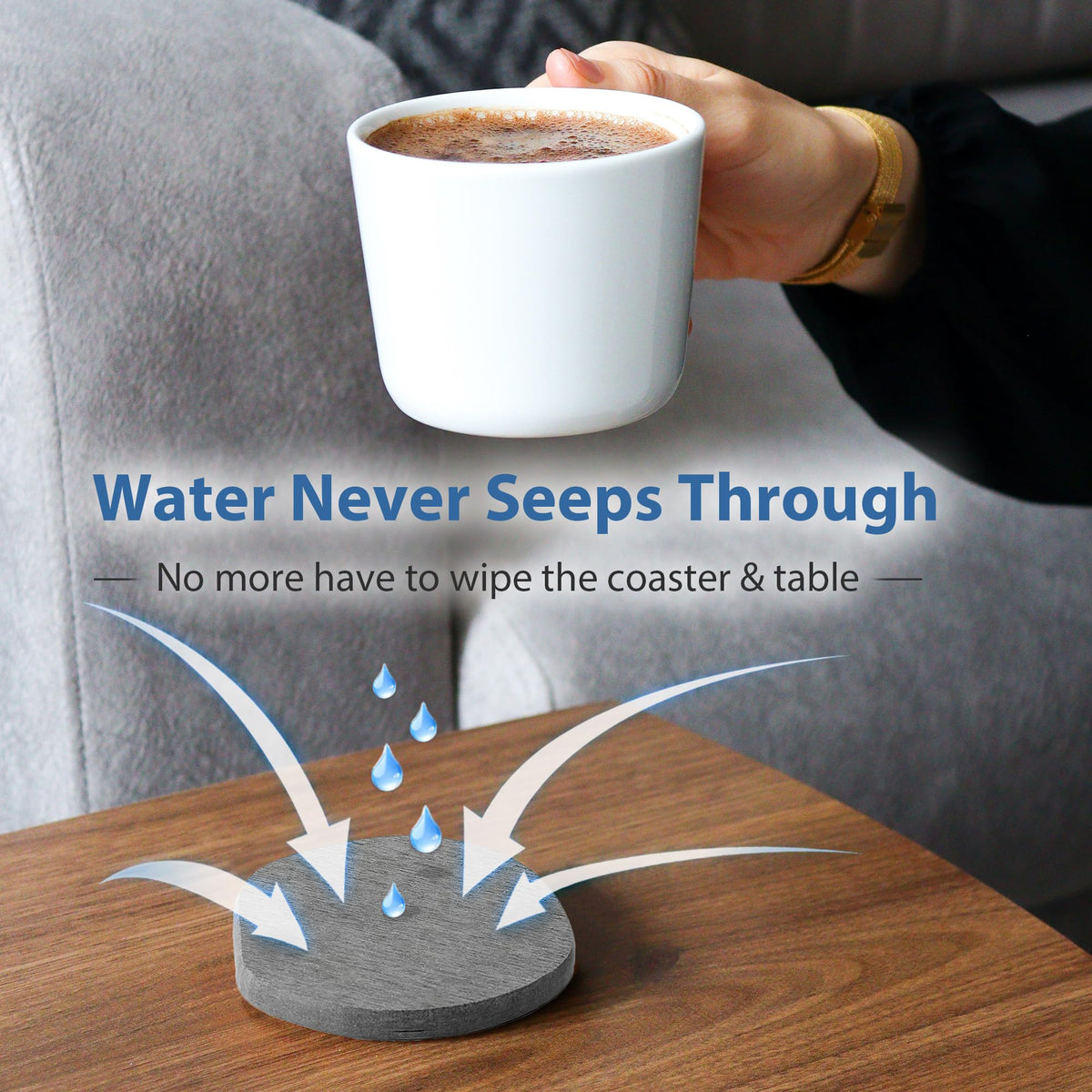 XRzitky coasters with soft feet pads preventing scratches on surfaces.