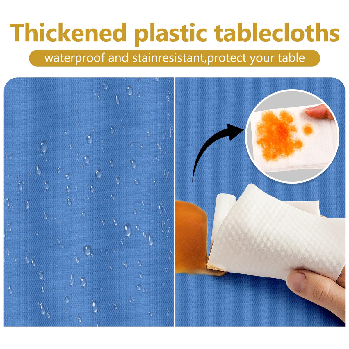 XSEINO easy-clean-up navy blue tablecloth speeds party tidying