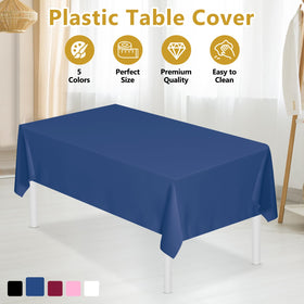 XSEINO navy blue tablecloth on a table provides full coverage for large tables
