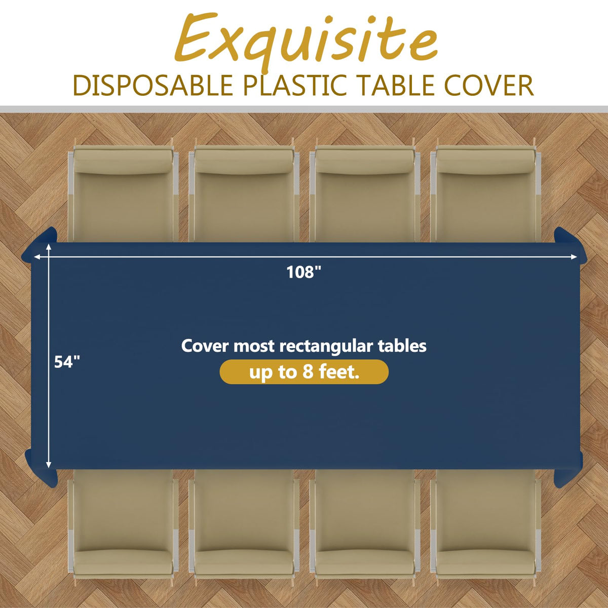 XSEINO navy blue waterproof tablecloth protects the surface from spills