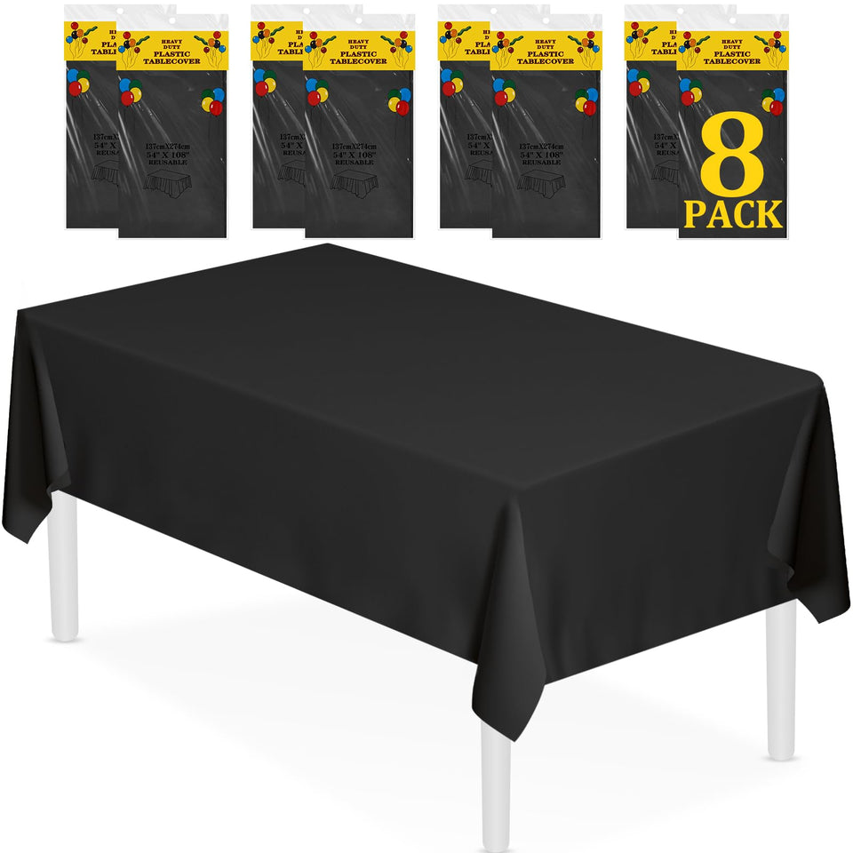 XSEINO 8-pack rectangle tablecloth 54x108 inches protects tables during meals.