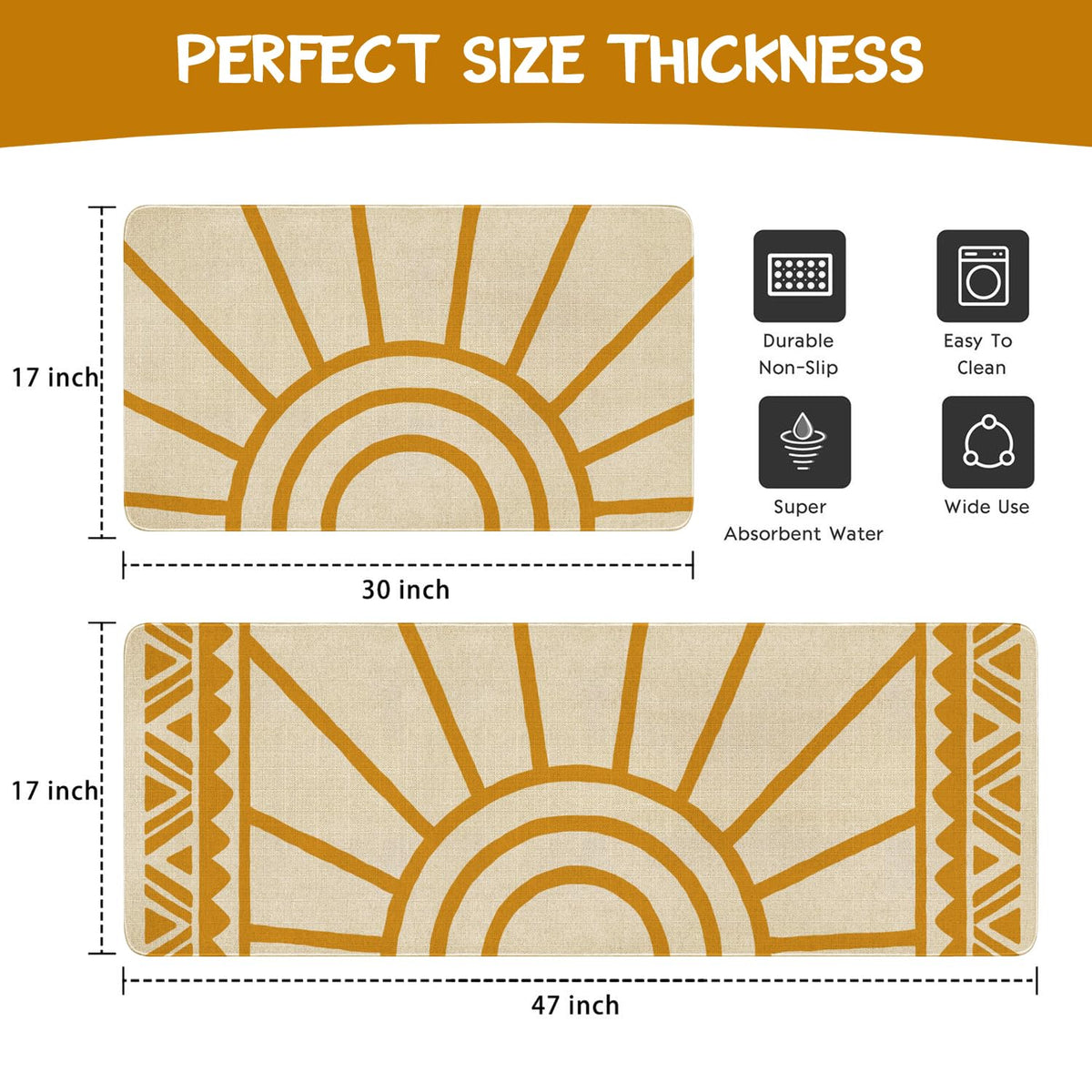 Xsinufn Boho kitchen mat durable materials withstand heavy use