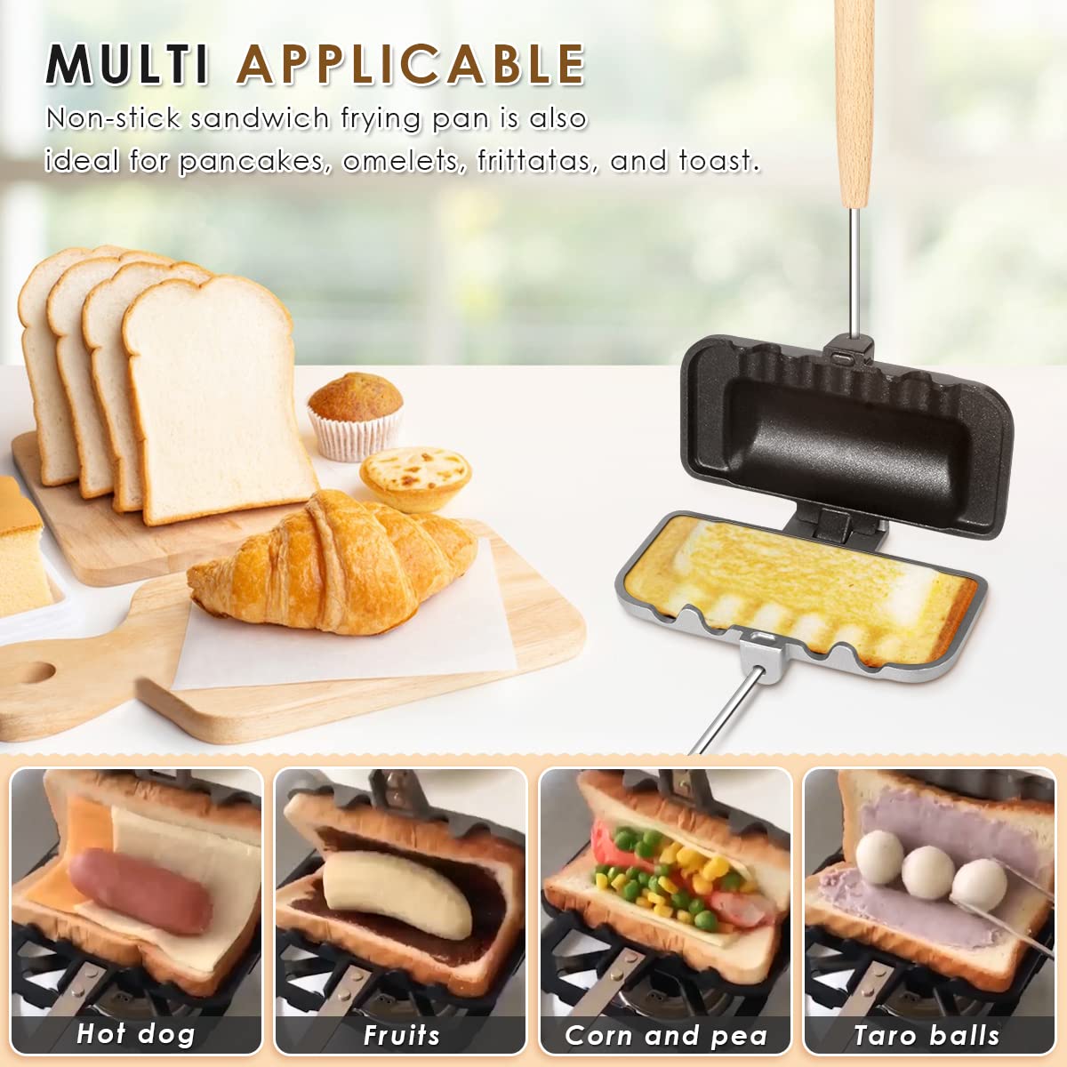 XSMNER hot dog toaster side view highlighting even grilling.