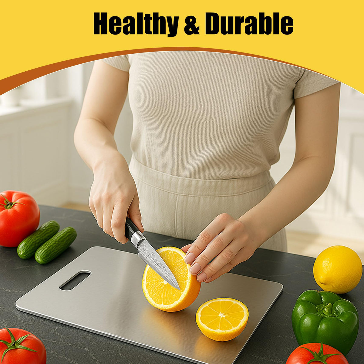 XTBSE titanium cutting board dishwasher-safe: simple post-meal cleanup.