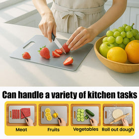 XTBSE titanium cutting board, double-sided design for meat and produce tasks.