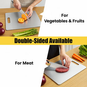 XTBSE titanium cutting board, side view, knife-friendly surface protects blades.